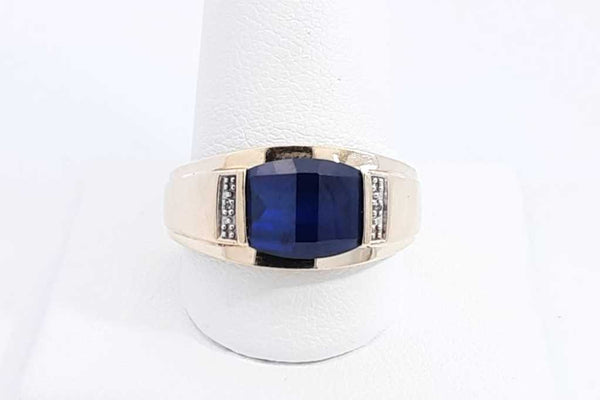 Blue Gemstone Ring In 10k Yellow Gold 4.8 Grams Size 10.5 Eb1024crsa