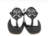Tory Burch Jeweled Miller Thong Sandals In Black Leather Size 9.5 Fw0626rxdu