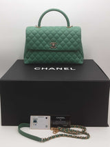 Chanel Green Quilted Caviar Cocotop Handle Flap Bag Eb0626oixzsa