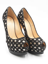 Giuseppe Zanotti Gold Glitter Peep Toe Platform Heels Size 36.5 Eb1225sxdu