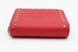 Mcm Red Leather Studded Zip Around Compact Wallet Eb0726rxde