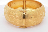 23k Yellow Gold Floral Etched Hinged Bangle Bracelet 75.9 Grams Eb0526cexzsa