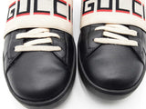 Gucci Ace Logo Strap Black Leather Sneakers Size 7.5 Eb0526crsa