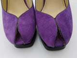 Yves Saint Laurent Tribute Mary Janes Purple Suede Pumps Size 37.5 Eb0926crsa