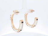 Tory Burch Double T Icon Beige & Gold-tone Enamel Hoop Earrings Fw0326izdu