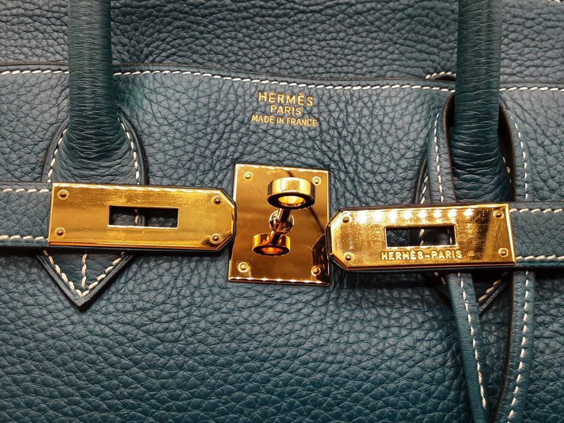 Hermes Birkin 35 Thalassa Blue Clemence Gold Hardware Handbag Do0825sxzxde