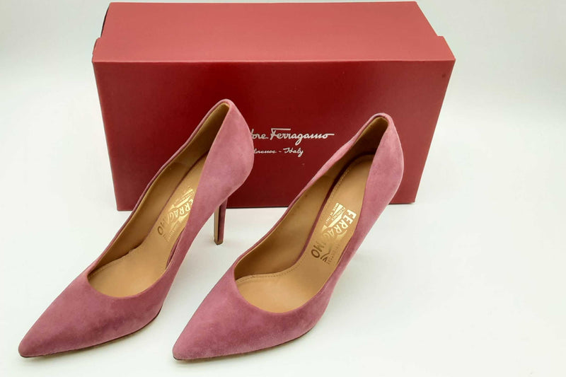 Salvatore Ferragamo Susi 100 Pink Suede Heels Size 8 Lh1223crde Max Pawn