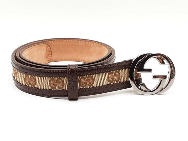 Gucci Interlocking G Buckle With Gg Supreme Canvas Belt Size 85|34 Fw0725izdu