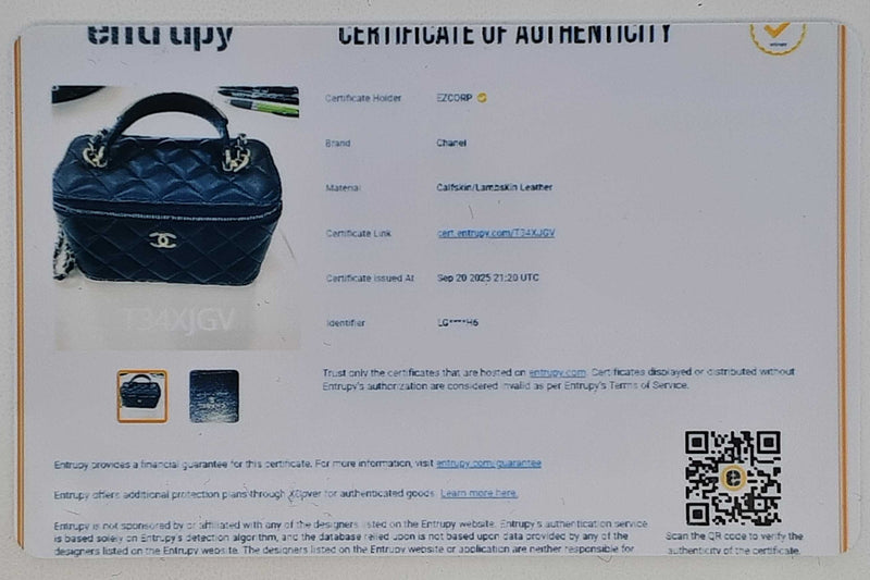 Chanel Small Top Handle Vanity In Navy Blue Matelassé Lambskin Fw1025orxzdu