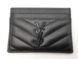 Ysl Saint Laurent Cassandre Black Leather Card Case Sd0726lrzdu