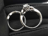 1.12 Cttw Diamond & 14k White Gold Princess-cut Halo Bridal Set 7.5 Grams Size 6.5 Fw0726crxdu