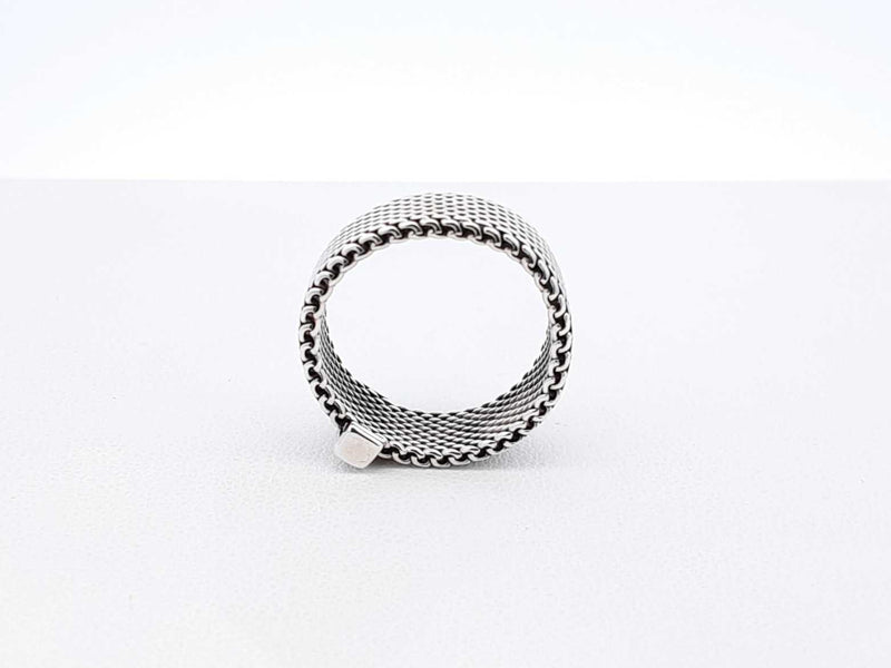 Tiffany & Co. Somerset Wide Mesh Ring In Sterling Silver 3.9g Size 5 Fw1125izdu