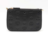 Mcm Aren Mini Crossbody Pouch In Black Monogram Embossed Leather Fw1125crdu