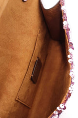 Coach Small Flap Clutch In Lilac Metallic Leather & Sequins Fw1125