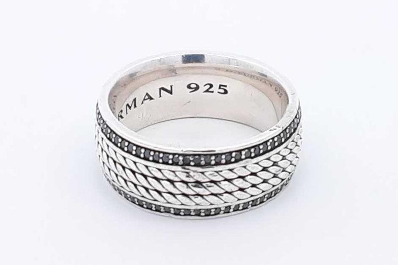 David Yurman Black Diamond Rope 925 Band Ring 13.3 Grams Size 9.75 Eb0524oxzsa