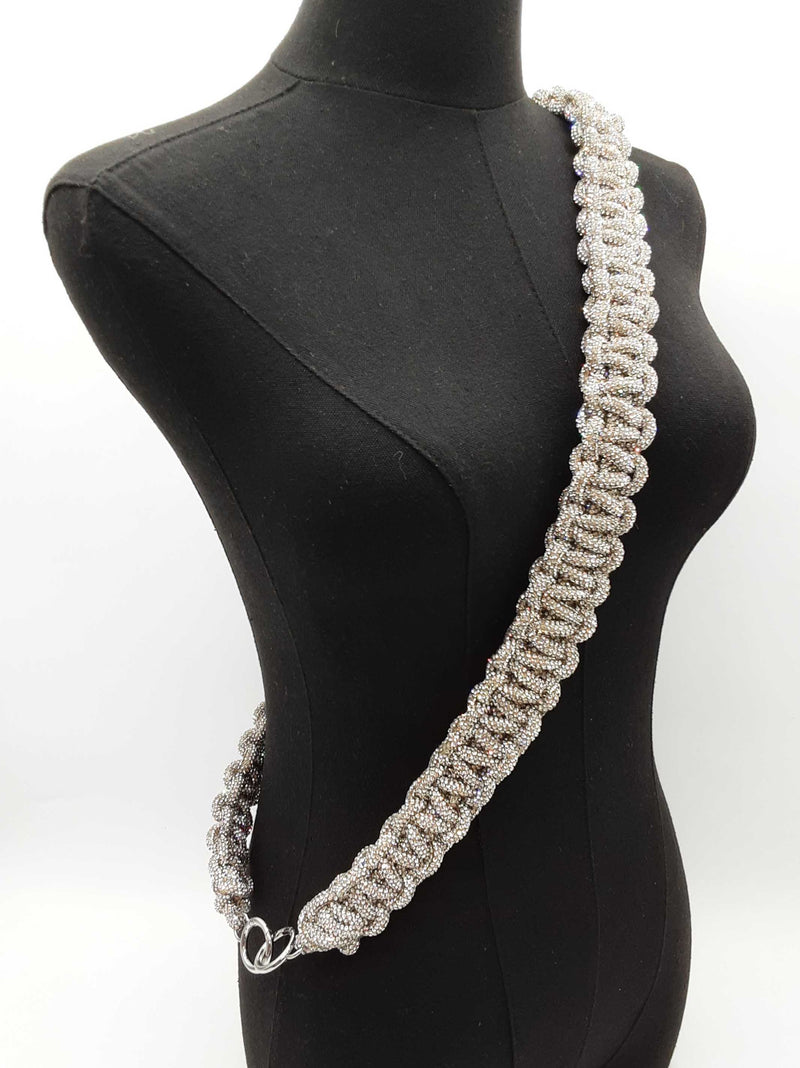 Panoptic Silver Rhinestone Crossbody Bag Strap Do1224wsde