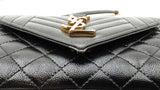 Yves Saint Laurent Envelope Shoulder Bag In Black Matelassé Leather Fw0425czxdu