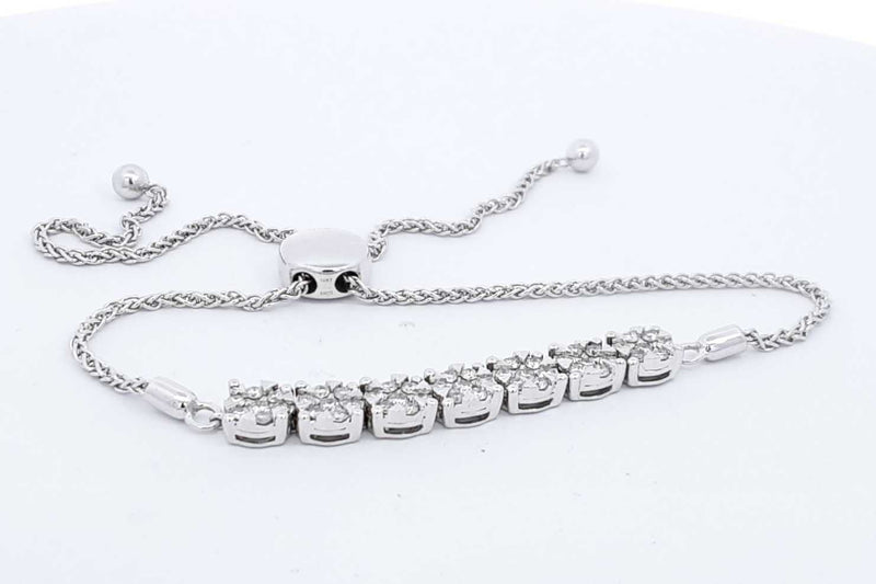 Approx. 4.5ctw Diamond Bolo Bracelet In 10k White Gold 8.3 Grams Eb0724crxdu