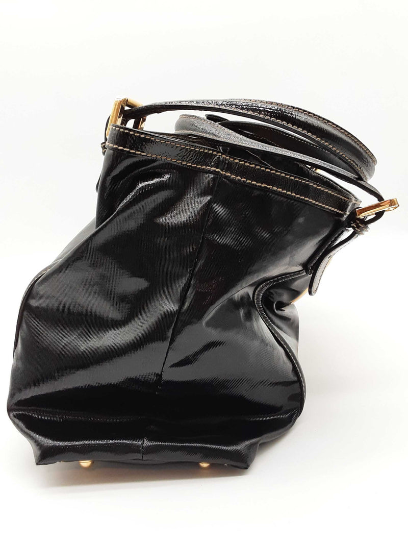 Gucci 162094 Britt Gg Web Black Patent Leather Tote Bag Do0425oxzde