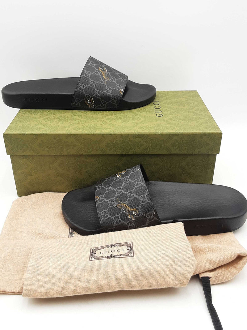Gucci Gg Supreme Tiger Slide Sandals Size 13 Eb1025lxzsa