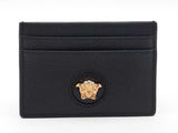 Versace La Medusa Card Holder Wallet In Black Leather Fw0925ezdu
