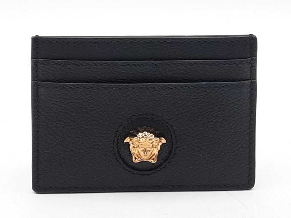 Versace La Medusa Card Holder Wallet In Black Leather Fw0925ezdu