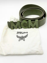 Mcm Green Leather Belt With Buckle Eb0924lxzdu