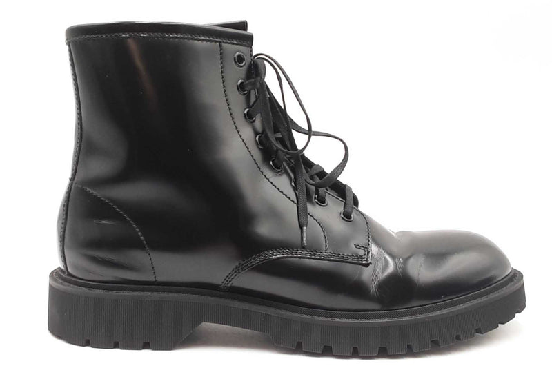 Yves Saint Laurent Black Leather Combat Army Boots Size 44