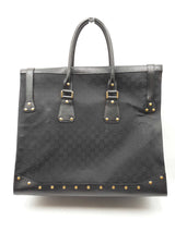 Gucci Black Gg Canvas/leather Travel Tote Bag Sd0925rzxdu