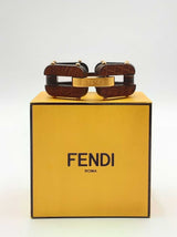 Fendi Wood  & Leather Link Bracelet 77.2 Grams Fw0125lxzdu