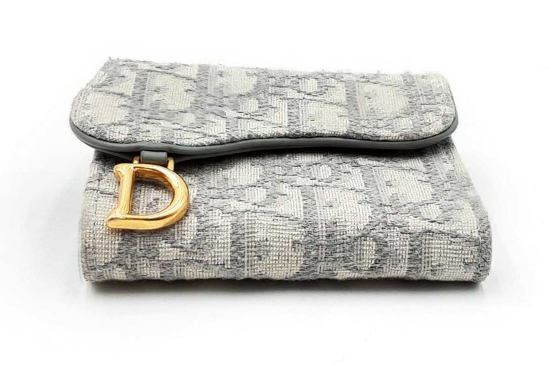 Dior Saddle Lotus Gray Oblique Jacquard Wallet Eb1224prxdu