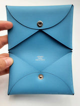 Hermes Blue Leather Card Holder Wallet Eb0924lrxsa