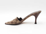 Gucci Gg Supreme Canvas & Vegan Leather Peep-toe Mules Size 6 Fw1026rxdu