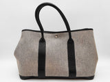 Hermes 36 Garden Party Gray Coated Canvas Black Leather Tote Bag Do1125wcrde