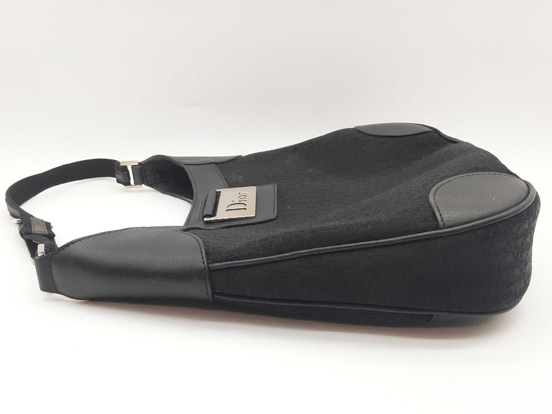 Christian Dior Black Oblique Canvas Hobo Shoulder Bag Do0425orxde