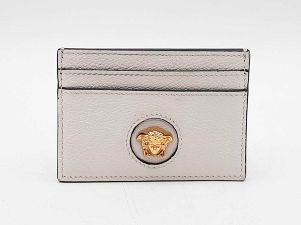 Versace La Medusa Card Holder Wallet In White Leather Fw0925exdu