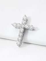 1.0 Cttw Diamond & 14k White Gold Cross Pendant 2.6 Grams Fw0826ixzdu