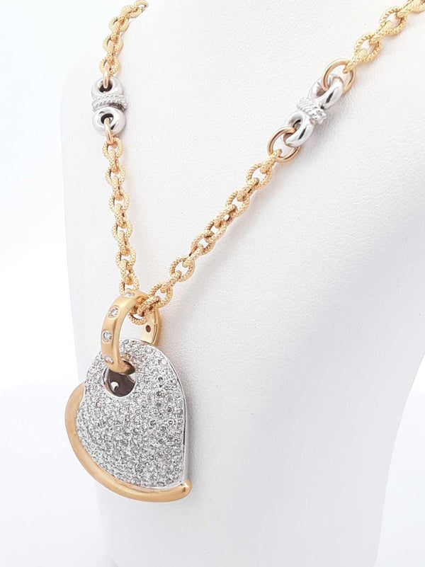 0.99 Cttw Diamond & Two-tone Gold Heart Pendant Necklace 22.6 Grams 20 Inch Fw0525rxzdu