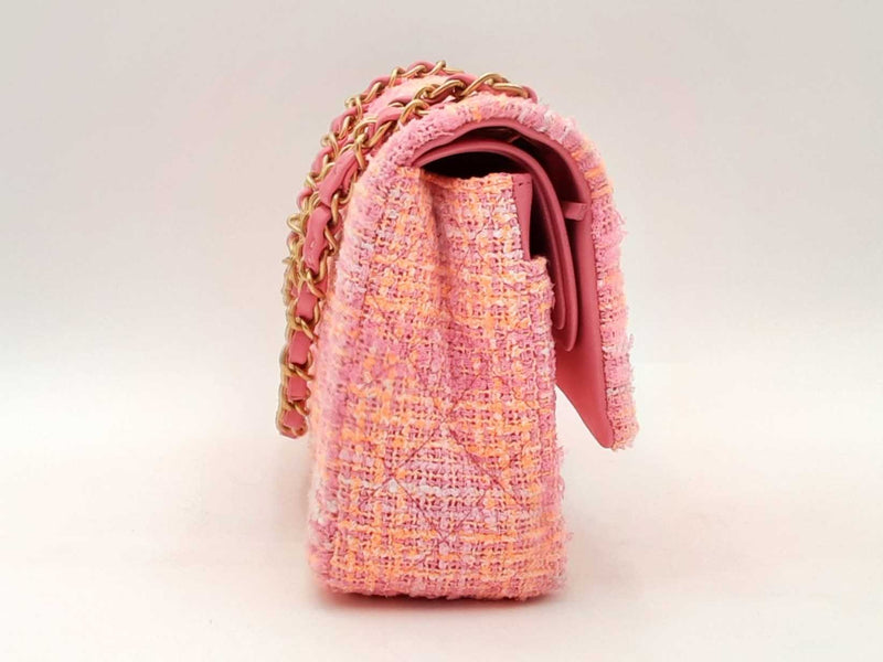 Chanel Classic Medium Tweed Pink Handbag Aa0625rrxzsa