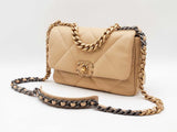 Chanel 19 Beige Diamond-quilted Leather Flap Bag Fw0825ozxzdu