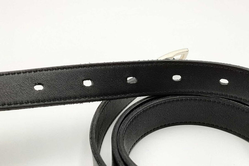 Saint Laurent Black Belt With Silver Tone Buckle Eb0724rxdu