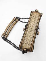 Bottega Veneta Camera Bag In Metallic Gold Grained Leather Fw0726wxzdu
