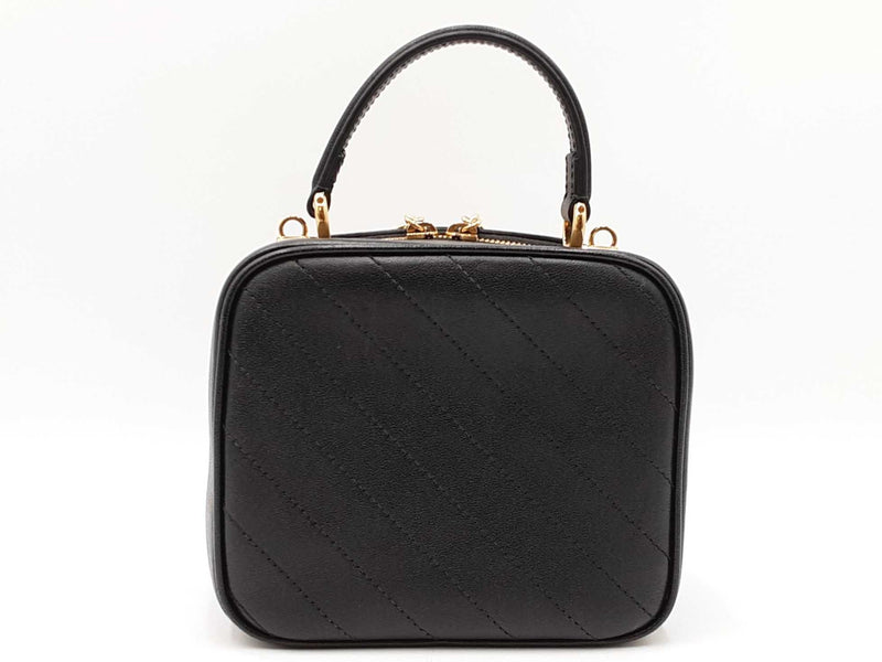 Gucci Blondie Top Handle Bag In Black Grained Leather Fw1025prxdu