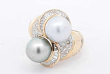 18k Yellow Gold Diamond & Faux Pearl Ring 12.8 Grams Size 9.25 Eb1225ixzsa