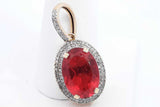 Red Gemstone & Diamond Pendant In 10k Yellow Gold 4 Grams Eb1024crsa