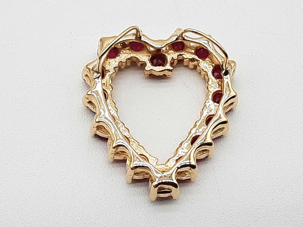 Synthetic Ruby 14k Yellow Gold 8.1g Heart Pendant Do0425wcxde