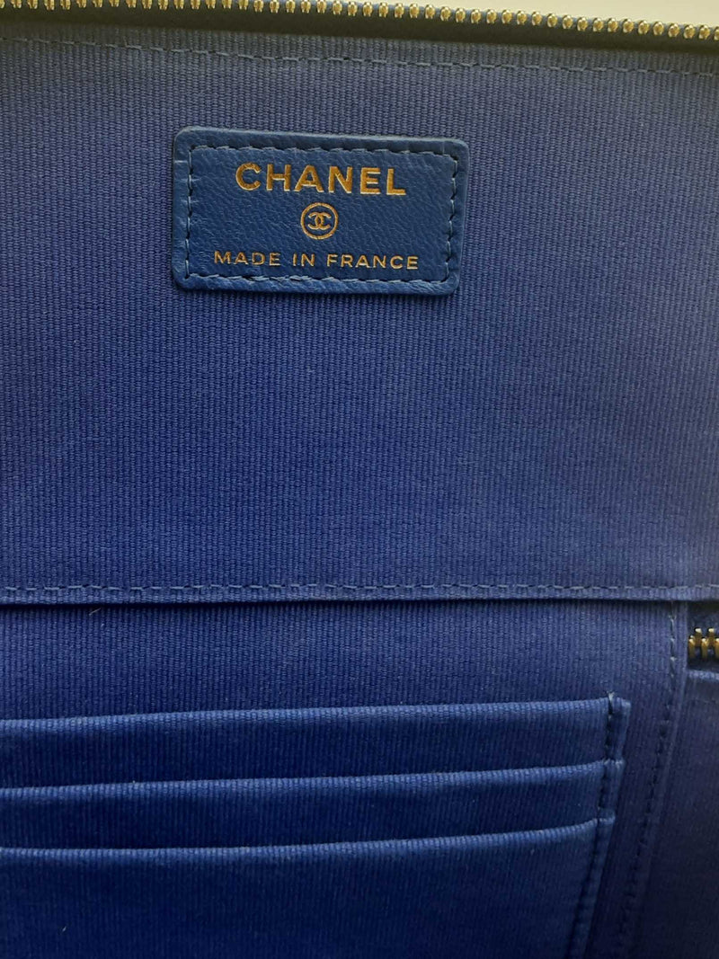 Chanel Quilted Blue Lambskin Top Handle Vanity Case Eb0425oxxzsa