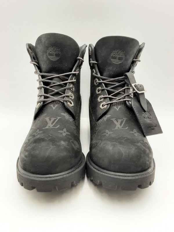 Louis Vuitton X Timberland Black Embossed Monogram Boots Size Us 8.5 Fw1124wxzsa