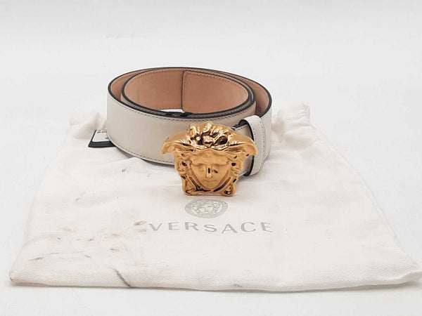 Versace Medusa Ghw White Belt Size 32 Aa0925lzxsa