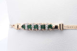 Green Gemstone & Diamond Bracelet In 14k Yellow Gold 3.6 Grams 7 Inch Eb0924exsa